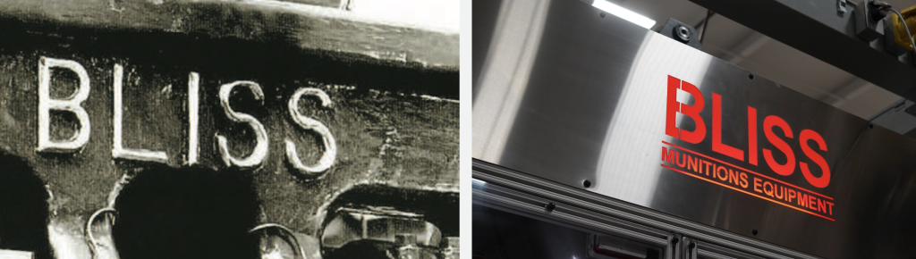 A picture displaying a historic Bliss logo compared to the modern Bliss logo.